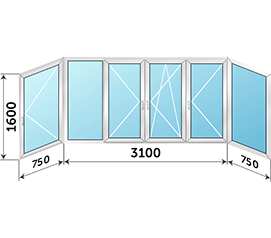Балконное окно ALUTECH C43 4600x1600
