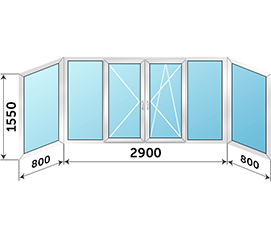 Окно на балкон NEWTEC SY 50 4500x1550