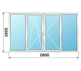 Окно на лоджию Veka Euroline 2800x1600