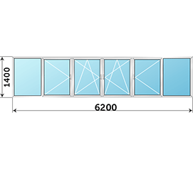 Окно на лоджию NEWTEC SY 50 6200x1400