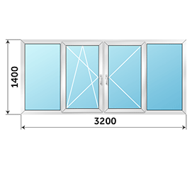 Балконное окно NEWTEC SY 50 3200x1400