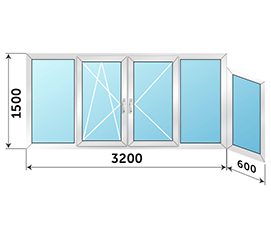 Окно на балкон Rehau Thermo 3800x1500