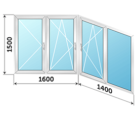 Балконное окно ALUTECH VC65 3000x1500