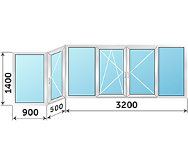 Окно на балкон KBE Etalon 4600x1400
