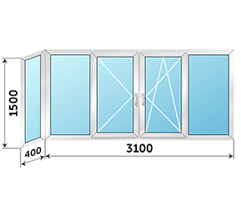 Окно на балкон Veka Euroline 3500x1500