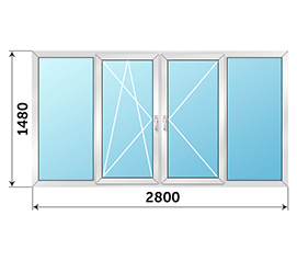 Окно на лоджию Rehau Grazio 2800x1480