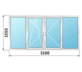 Окно на балкон ALUTECH C43 3100x1550