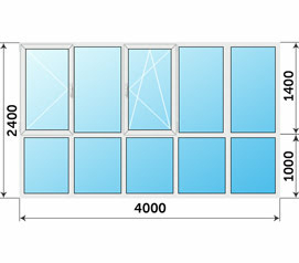 Окно Алютех 4000x2400 панорамное