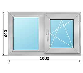 Двухстворчатое окно ALUTECH 1000x600