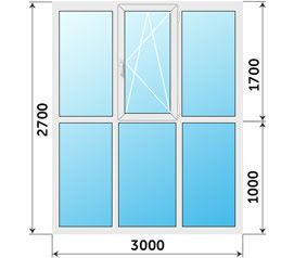 Панорамное окно Provedal 2200x2700