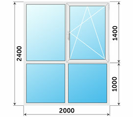 Панорамное окно Алютех 2000x2400